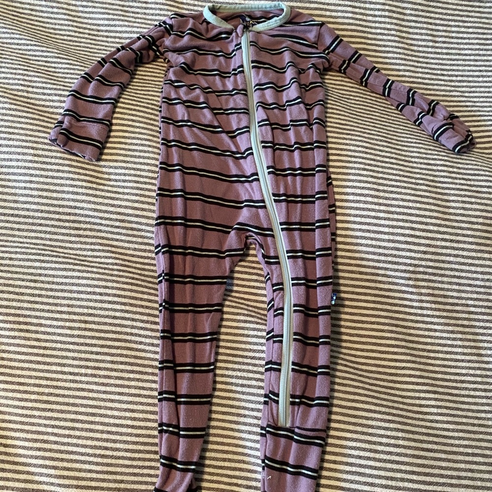 Purple Striped Kickee Pants Footie
